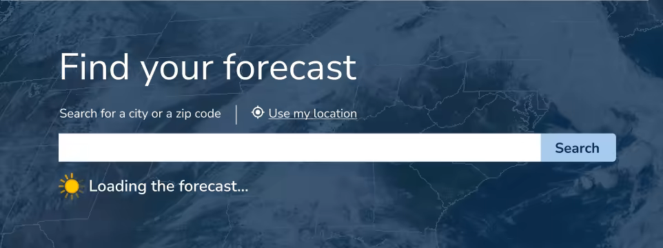 The Find Your Forecast component from beta.weather.gov