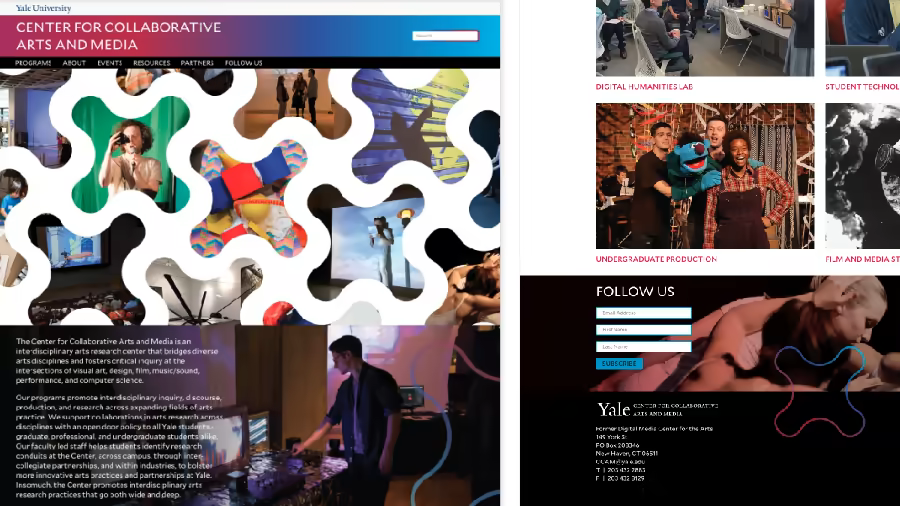 Preview of the CCAM website homepage showing the logomark and brand pattern.